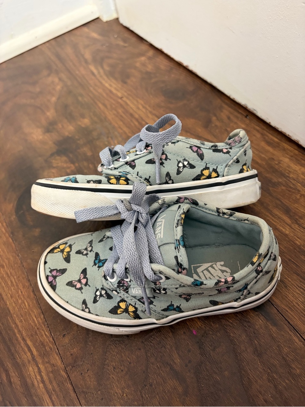 Vans Atwood Sneakers Kids 11c Blue Butterfly Print Canvas Skate Shoes